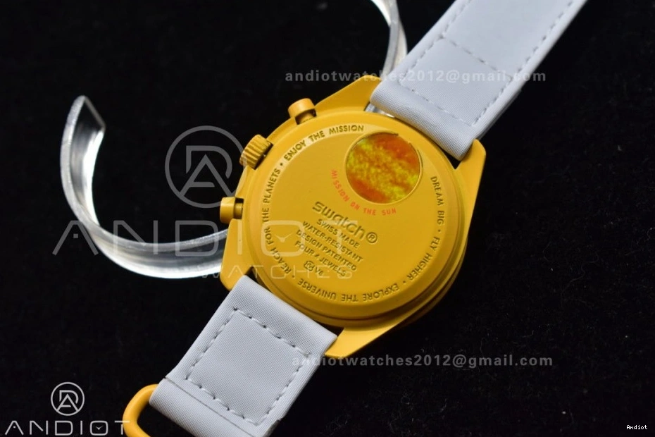 Strap Nylon to Omega on Bioceramic Sun Quartz Moonwatch Swatch x Mission the 0122